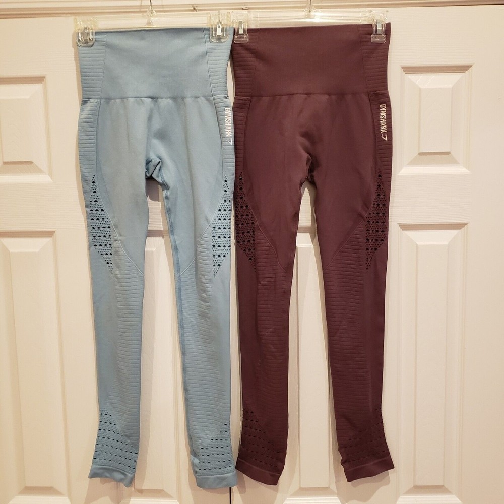 Gymshark Energy+ Seamless Cropped Leggings Blue  and Berry Color Size S
